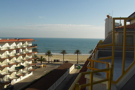Vues à la plage depuis la terrasse, Appartement Esmeralda, Peñiscola